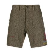 Brun Stribet Bomuldsshorts