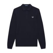 Navy Langærmet Polo Shirt