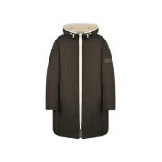 Reversibel Khaki Parka - Teknisk Stof