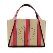 Stribet Raffia Tote Taske med Stella Logo