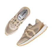 Beige Nylon Sneakers med Læder- og Ruskindsdetaljer