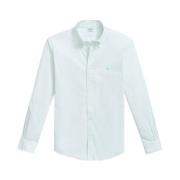 Lysgrøn Regular Fit Non-Iron Stretch Bomuldsskjorte med Button Down Kr...