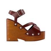 Cognac Læder Strappy Sandaler