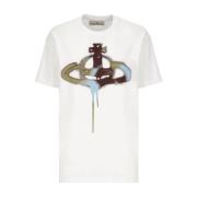 Hvid Spray Orb Print T-shirt til kvinder