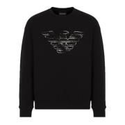 Sort Dobbelt Jersey Sweatshirt med Graffiti Logo Print