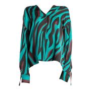 Psykedelisk Zebra Print Satinbluse