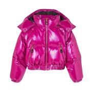 Fuchsia Vinyl Puffer Jakke