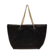 Sort Puffy Chain Tote Taske