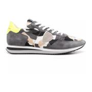 Army Fabric Sneakers med Suede Indsætninger