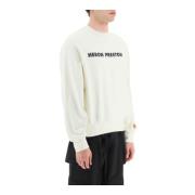 Bomuld Crewneck Sweatshirt med Logo Print og Broderi