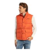 Orange Polstret Vest med Lommer