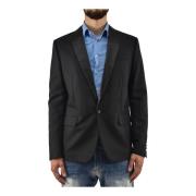 Sort Bomuld Blazer Jakke