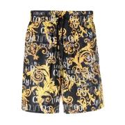 Barok Print Shorts med Elastisk Talje