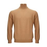 Kamel Beige Uldblandet Turtleneck Sweater