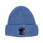 Tynd uld beanie med frontlinse detalje