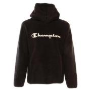 Sort Fleece Hoodie med Stort Logo