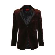 Velour Blazer med Satin Revers