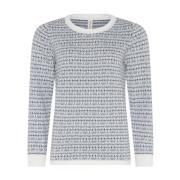 Jaquard O-Neck Pullover Bluse