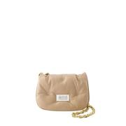 Quiltet Læder Crossbody Taske - Beige