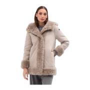 Vendbar Faux Shearling Hættefrakke