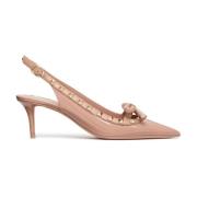 Pudder Patent Læder Slingback med Rockstud Detaljer