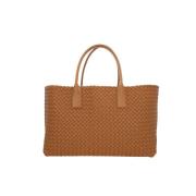 Camel Tote Taske med Intrecciato Motiv