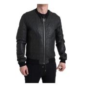 Sort Læder Zip Bomber Jakke