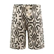 Geometrisk Print Bomuld Bermuda Shorts