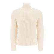 Bomuld og uld funnel-neck sweater