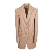 Beige Blazer med Knaplukning