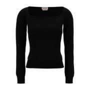 Sorte Sweaters med Square Neckline