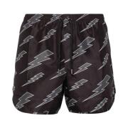 Sorte Shorts med Thunderbolt Print