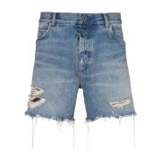 Blå Denimshorts med Flænger