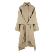 Beige Bomuld Trenchcoat med Oversize Pasform