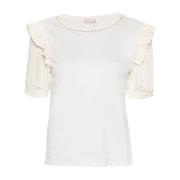 Damer T-shirt med Ruffles og Rhinestones