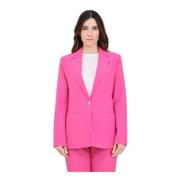 Fuchsia Enkeltknap Blazer med Sølvknap