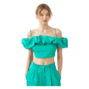 Stropløs Bomuld Poplin Crop Top