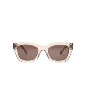 Kvadratisk Acetat Dame Solbriller i Beige