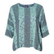 Mintgrøn Blomstret Oversize Bluse