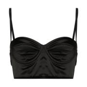 Sort Satin Bustier Underwire Skål