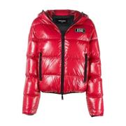 Pink Dunjakke Face Hood Puffer