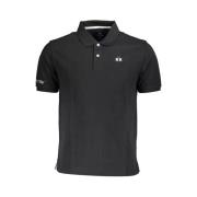 Sort Bomuld Polo Shirt med Broderi