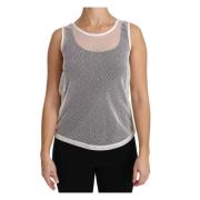 Hvid Transparent Net Ærmeløs Tank Top