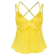 Citron Gul Ruffle Silke Top