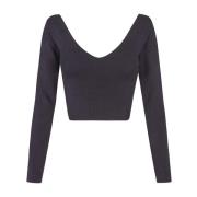 Kiiro, sort silkepunkt crop top