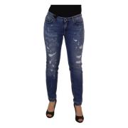 Blå Low Waist Skinny Denim Jeans