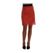 Orange Macramé Lace Pencil Skirt