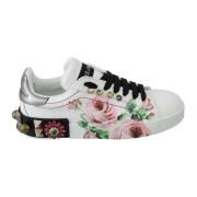 Blomstret Krystal-Læder Sneakers