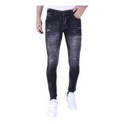 Stonewash Jeans Slim Fit Til Mænd Med Revner - 1096