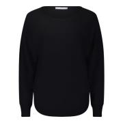 Finstrikket sweater med bådhals